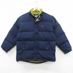 XL★古着 ナイキ NIKE 長袖 ダウン ジャケット メンズ 00年代 00s ワンポイントロゴ 紺【spe】 26feb17
