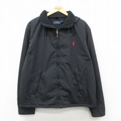 L★古着 ラルフローレン 長袖 ブランド ジャケット パーカー メンズ ワンポイントロゴ 黒 内側フリース【spe】 26feb18