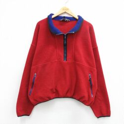 XL★古着 EMS 長袖 ハーフジップ フリース ジャケット メンズ 90年代 90s USA製 赤他【spe】 26feb25