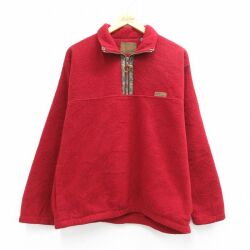M★古着 G.H.BASS 長袖 ハーフジップ フリース ジャケット メンズ 90年代 90s USA製 赤【spe】 26feb25