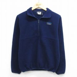 S★古着 エルエルビーン 長袖 ハーフジップ フリース ジャケット メンズ 90年代 90s ワンポイントロゴ 紺【spe】 26mar12