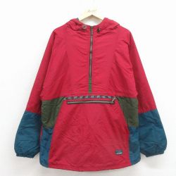 L★古着 エルエルビーン 長袖 ハーフジップ ナイロン ジャケット アノラック パーカー メンズ 90年代 90s シンサレート USA製 エンジ他【spe】 26apr02