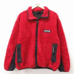 M★古着 ティンバーランド 長袖 フリース ジャケット メンズ 90年代 90s USA製 赤他 26apr23