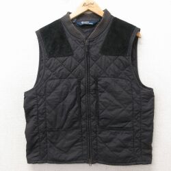 M★古着 ラルフローレン ブランド キルティング ベスト メンズ 90年代 90s スエード使用 黒【spe】 26apr23