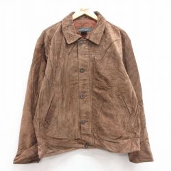 【20%OFF】XL★古着 バナナリパブリック BANANA REPUBLIC 長袖 ブランド レザー ジャケット メンズ 00年代 00s 濃茶 ブラウン 内側キルティング 【spe】 25feb03 中古 アウター 革ジャン 皮ジャン