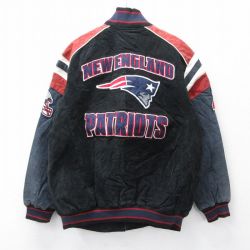 【20%OFF】XL★古着 長袖 レザー ジャケット メンズ NFL ニューイングランドペイトリオッツ 黒他 ブラック アメフト スーパーボウル 【spe】 25oct06 中古 アウター 革ジャン 皮ジャン
