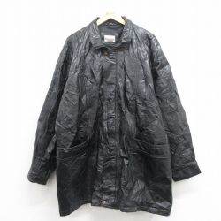 【50%OFF】レザーコート パッチワーク ブラック XL | 古着