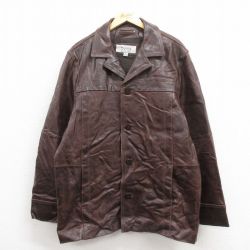 L★古着 ウィルソン 長袖 レザー ジャケット メンズ こげ茶 ブラウン 25oct04 中古 アウター 革ジャン 皮ジャン