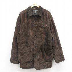 XL★古着 バナナリパブリック BANANA REPUBLIC 長袖 ブランド スエード レザー ジャケット メンズ 00年代 00s こげ茶 ブラウン 25oct22 中古 アウター 革ジャン 皮ジャン