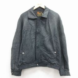 L★古着 長袖 レザー ジャケット メンズ 80年代 80s ラグラン USA製 濃青緑【spe】 25dec17