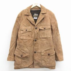 L★古着 シアーズ 長袖 スエード レザー ジャケット メンズ 80年代 80s ロング丈 茶 内側ボア【spe】 26jan08