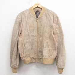 L★古着 長袖 スエード レザー ジャケット メンズ 80年代 80s タロン ベージュ 26jan23