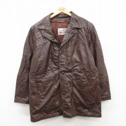 XL★古着 シアーズ 長袖 レザー ジャケット メンズ 80年代 80s 茶【spe】 26feb13