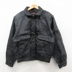 L★古着 ウィルソン 長袖 レザー ジャケット メンズ 黒 26feb13