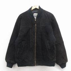 XL★古着 ベーシックエディションズ 長袖 スエード レザー ジャケット メンズ 00年代 00s 黒 内側キルティング 26feb18