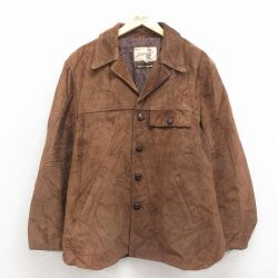 L★古着 シアーズ 長袖 スエード レザー ジャケット メンズ 80年代 80s 茶 26apr25