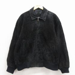 スエードレザージャケット 内側キルティング ブラック XL | 古着