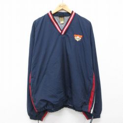 XL★古着 長袖 ナイロン ジャケット メンズ 00年代 00s クーパーズタウン 大きいサイズ Vネック 紺他 ネイビー 24sep14 中古 アウター ウインドブレーカー