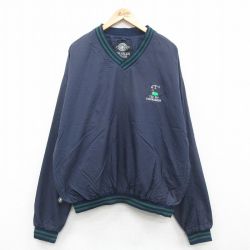 【50%OFF】XL★古着 長袖 ナイロン ジャケット メンズ 00年代 00s ゴルフ 大きいサイズ Vネック 紺他 ネイビー 24sep17 中古 アウター ウインドブレーカー