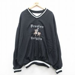 【50%OFF】XL★古着 ホロウェイ 長袖 ナイロン ジャケット メンズ 90年代 90s 馬 プレストンナイト 刺繍 大きいサイズ Vネック USA製 黒 ブラック 【spe】 24oct07 中古 アウター ウインドブレーカー