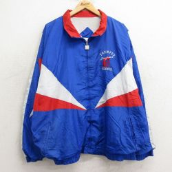 【50%OFF】XL★古着 長袖 ナイロン ジャケット メンズ 90年代 90s TREMPER Trojans テニス 大きいサイズ 青他 ブルー 24nov28 中古 アウター ウインドブレーカー