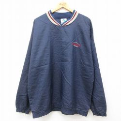 XL★古着 長袖 ナイロン ジャケット メンズ 90年代 90s コロラド Vネック USA製 紺他 ネイビー 24dec09 中古 アウター ウインドブレーカー