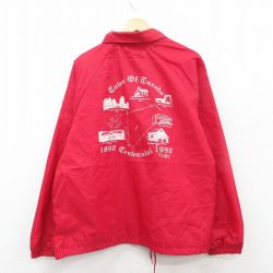 【50%OFF】XL★古着 長袖 ナイロン ジャケット メンズ 90年代 90s 建物 ラグラン USA製 赤 レッド 24dec09 中古 アウター ウインドブレーカー