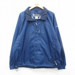 XL★古着 コロンビア COLUMBIA 長袖 ナイロン ジャケット メンズ ワンポイントロゴ ラグラン 紺 ネイビー 内側メッシュ 24dec09 中古 アウター ウインドブレーカー