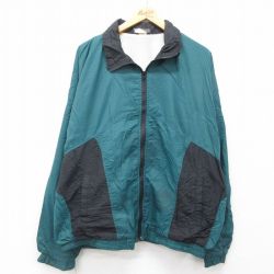 【20%OFF】XL★古着 ヒルトン 長袖 ナイロン ジャケット メンズ 90年代 90s 大きいサイズ 緑 グリーン 24dec16 中古 アウター ウインドブレーカー