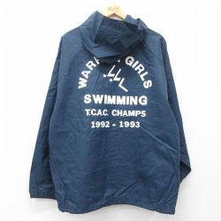 【20%OFF】XL★古着 キングルイ 長袖 ナイロン ジャケット パーカー メンズ 90年代 90s スイミング ラグラン 大きいサイズ 濃紺 ネイビー 24dec16 中古 アウター ウインドブレーカー