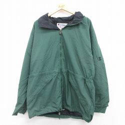 【50%OFF】XL★古着 チャンピオン champion 長袖 ナイロン ジャケット メンズ 00年代 00s ワンポイントロゴ 緑 グリーン 25jan11 中古 アウター ウインドブレーカー