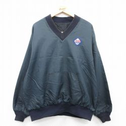 【50%OFF】XL★古着 長袖 ナイロン ジャケット メンズ 90年代 90s ASA 大きいサイズ Vネック USA製 紺 ネイビー 25jan27 中古 アウター ウインドブレーカー