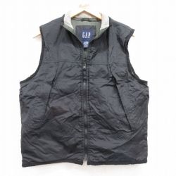 M★古着 ギャップ GAP ナイロン ベスト メンズ 00年代 00s 黒 ブラック 内側サーマル 25feb05 中古 アウター ウインドブレーカー