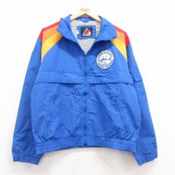 【50%OFF】M★古着 長袖 ナイロン ジャケット メンズ 90年代 90s サメ 青他 ブルー 内側メッシュ 25feb05 中古 アウター ウインドブレーカー
