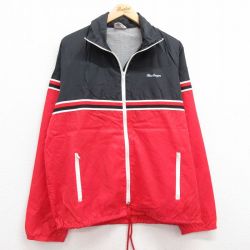 【20%OFF】M★古着 長袖 ナイロン ジャケット メンズ 80年代 80s ラグラン 赤他 レッド 内側メッシュ 25feb05 中古 アウター ウインドブレーカー