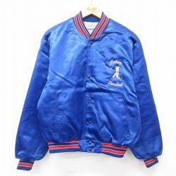 L★古着 スイングスター 長袖 ナイロン ジャケット メンズ 90年代 90s ベースボール USA製 青他 ブルー 内側キルティング 25feb06 中古 アウター ウインドブレーカー