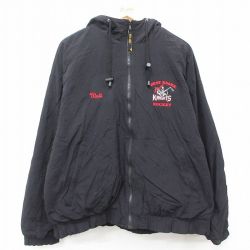 XL★古着 長袖 ナイロン ジャケット メンズ 00年代 00s KNIGHT ホッケー 大きいサイズ 黒 ブラック 25feb06 中古 アウター ウインドブレーカー