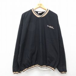 XL★古着 リー Lee 長袖 ナイロン ジャケット メンズ 90年代 90s Bona Dent 大きいサイズ Vネック USA製 黒他 ブラック 25feb06 中古 アウター ウインドブレーカー