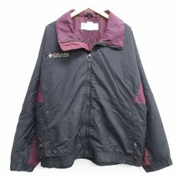 XL★古着 コロンビア COLUMBIA 長袖 ナイロン ジャケット メンズ 90年代 90s 大きいサイズ 黒他 ブラック 25feb12 中古 アウター ウインドブレーカー