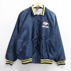 XL★古着 ヒルトン 長袖 ナイロン ジャケット メンズ 90年代 90s mo-pac 大きいサイズ ラグラン USA製 紺 ネイビー 内側キルティング 25feb12 中古 アウター ウインドブレーカー