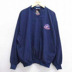 XL★古着 長袖 ナイロン ジャケット メンズ 90年代 90s レーシング ラスティワレス 2 大きいサイズ Vネック USA製 紺 ネイビー 25feb12 中古 アウター ウインドブレーカー
