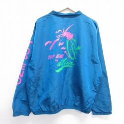 【20%OFF】XL★古着 サーフスタイル 長袖 ハーフジップ ナイロン ジャケット メンズ 90年代 90s TOP END 大きいサイズ 青 ブルー 【spe】 25feb12 中古 アウター ウインドブレーカー
