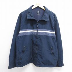 L★古着 ギャップ GAP 長袖 ナイロン ジャケット メンズ 00年代 00s 濃紺 ネイビー 内側メッシュ 25feb14 中古 アウター ウインドブレーカー