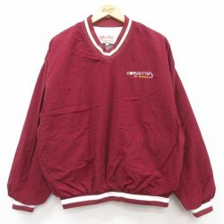 L★古着 長袖 ナイロン ジャケット メンズ 90年代 90s CORVETTES Vネック USA製 エンジ 25feb14 中古 アウター ウインドブレーカー