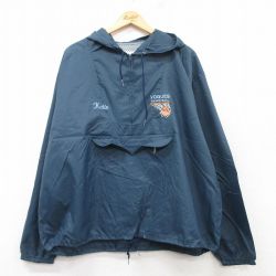XL★古着 長袖 ハーフジップ ナイロン ジャケット アノラック パーカー メンズ 90年代 90s バスケットボール 大きいサイズ USA製 紺 ネイビー 内側メッシュ 25feb15 中古 アウター ウインドブレーカー
