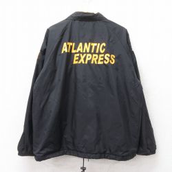 XL★古着 長袖 ナイロン ジャケット メンズ アトランティックエクスプレス 星条旗 ラグラン 黒 ブラック 25feb15 中古 アウター ウインドブレーカー