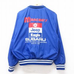 L★古着 長袖 ナイロン ジャケット メンズ 80年代 80s サッカー ジープ スバル ラグラン USA製 青 ブルー 【spe】 25feb15 中古 アウター ウインドブレーカー
