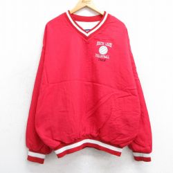 【50%OFF】XL★古着 ホロウェイ 長袖 ナイロン ジャケット メンズ 90年代 90s バレーボール サウスルイス 大きいサイズ Vネック USA製 赤 レッド 25feb22 中古 アウター ウインドブレーカー