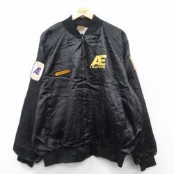 XL★古着 長袖 ナイロン ジャケット メンズ 90年代 90s ATLANTIC EXPRESS ラグラン 大きいサイズ USA製 黒 ブラック 25feb25 中古 アウター ウインドブレーカー