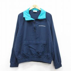 【50%OFF】XL★古着 長袖 ハーフジップ ナイロン ジャケット メンズ 90年代 90s MASTERS ラグラン 大きいサイズ USA製 紺 ネイビー 25feb25 中古 アウター ウインドブレーカー
